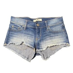 VTG Y2k Hollister Womens Distressed Micro Mini Jean Denim Cutoff Shorts Size 00